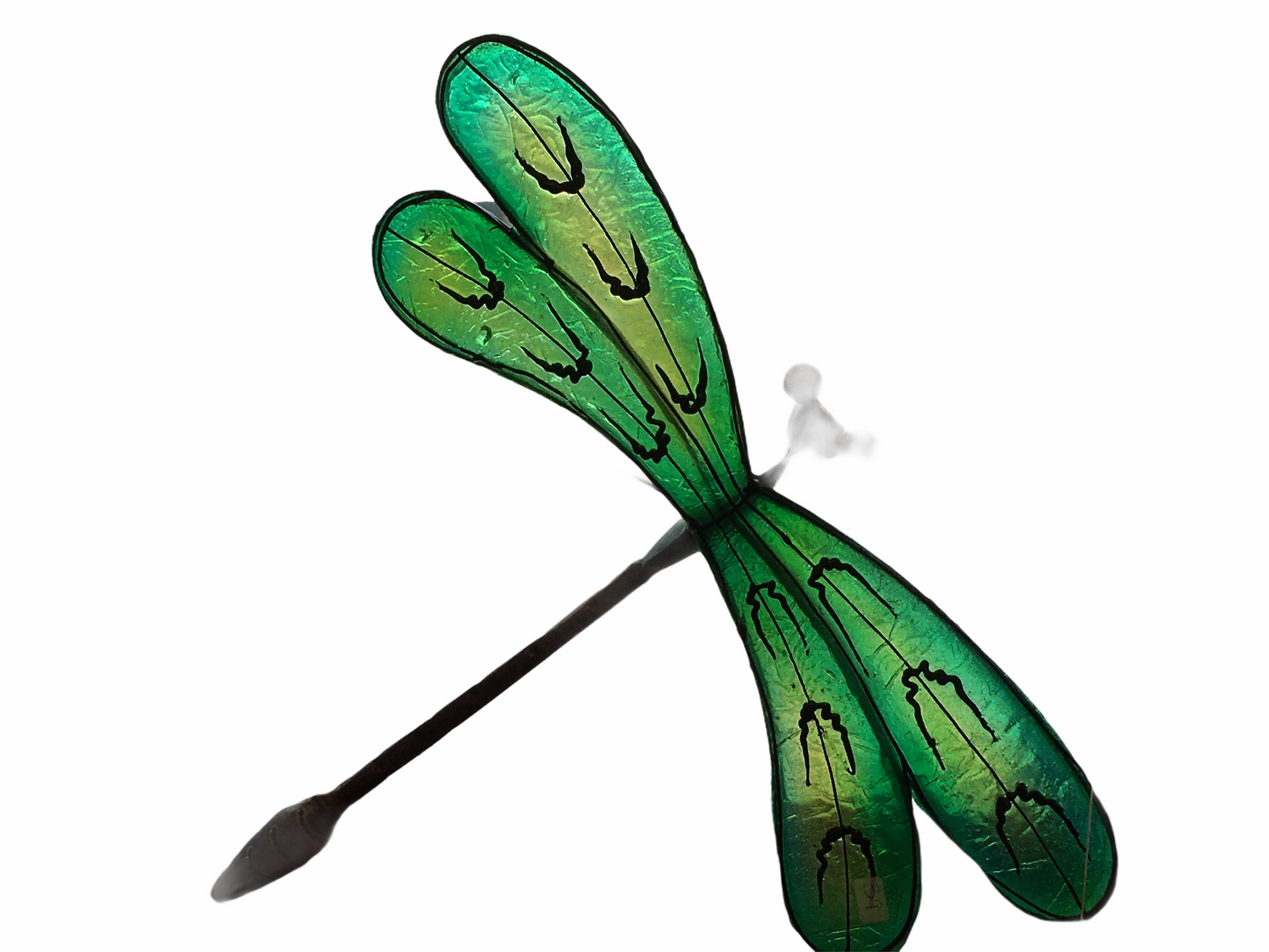 Dragonfly metal art green resin