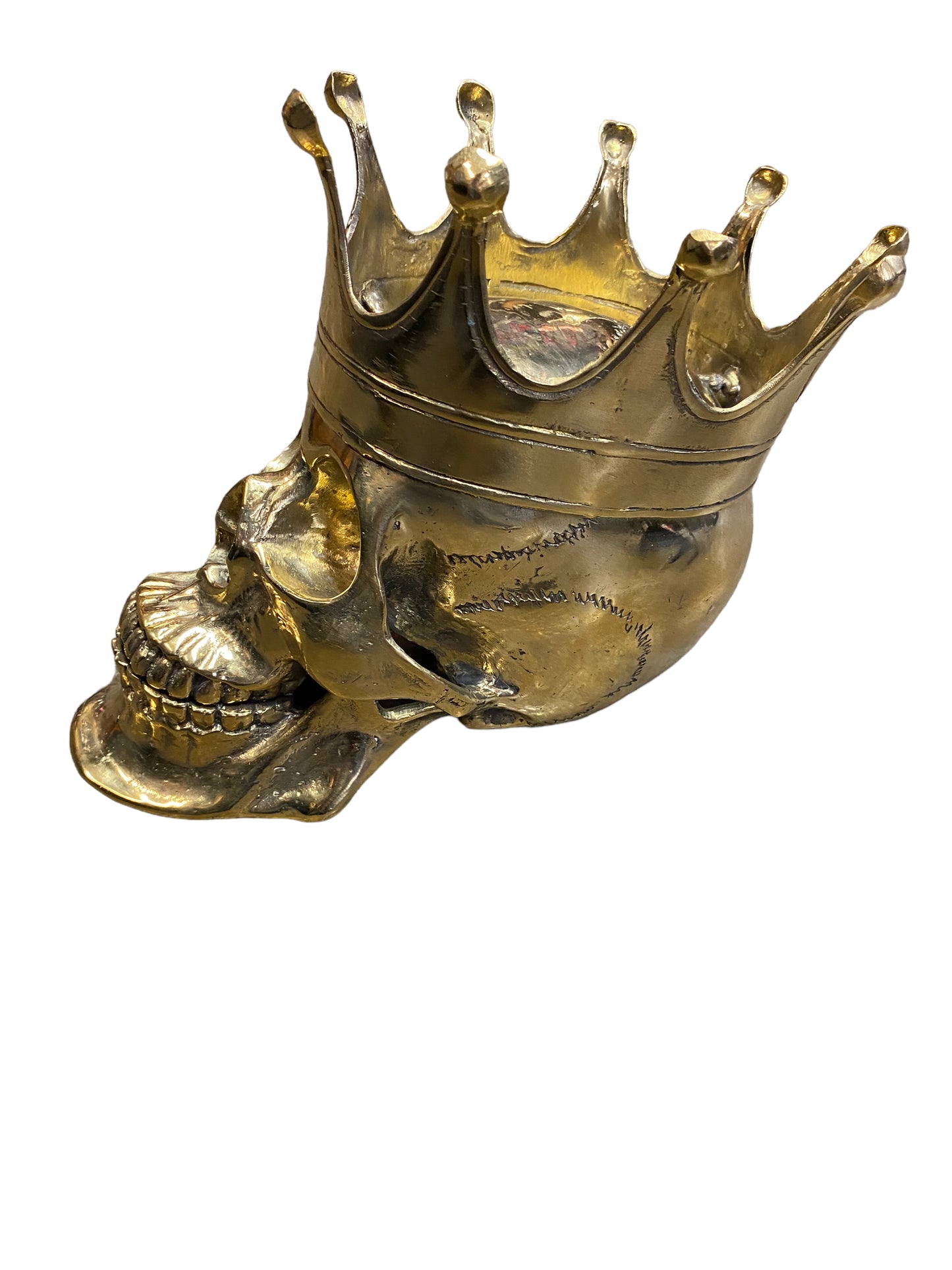 Bronze skull head with crown